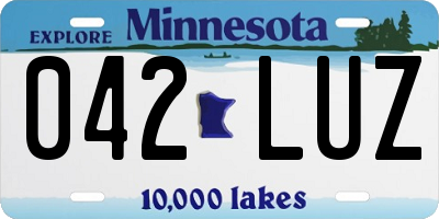 MN license plate 042LUZ