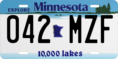 MN license plate 042MZF