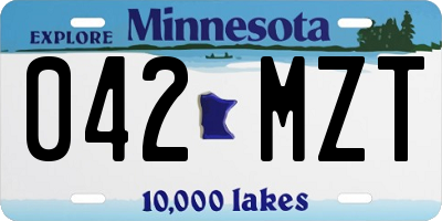 MN license plate 042MZT