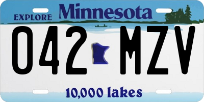 MN license plate 042MZV
