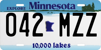 MN license plate 042MZZ