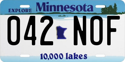 MN license plate 042NOF