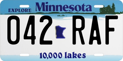 MN license plate 042RAF