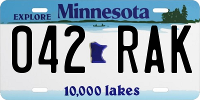 MN license plate 042RAK