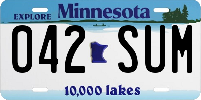 MN license plate 042SUM
