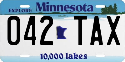 MN license plate 042TAX