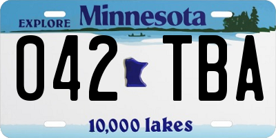 MN license plate 042TBA