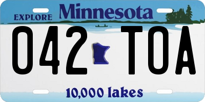 MN license plate 042TOA