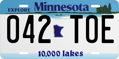 MN license plate 042TOE