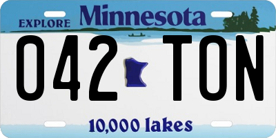 MN license plate 042TON