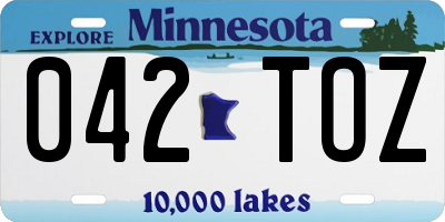 MN license plate 042TOZ