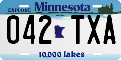 MN license plate 042TXA
