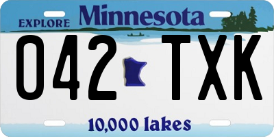 MN license plate 042TXK