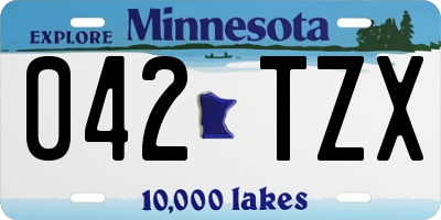 MN license plate 042TZX
