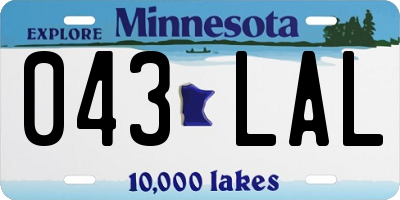 MN license plate 043LAL