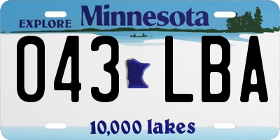 MN license plate 043LBA