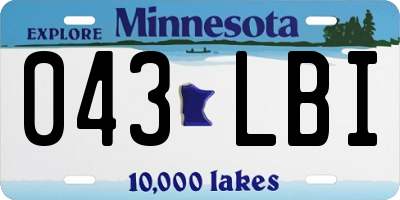 MN license plate 043LBI