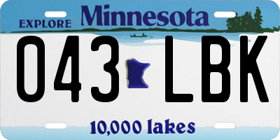 MN license plate 043LBK