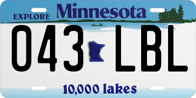 MN license plate 043LBL