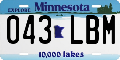 MN license plate 043LBM