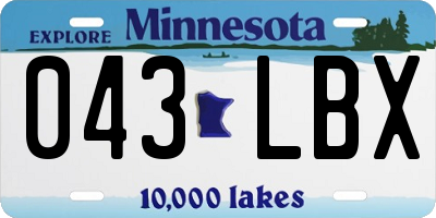 MN license plate 043LBX