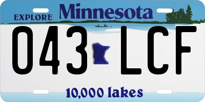 MN license plate 043LCF