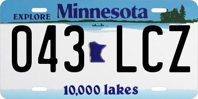 MN license plate 043LCZ