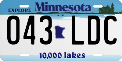 MN license plate 043LDC