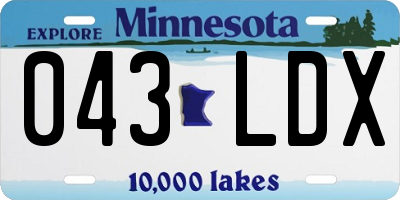 MN license plate 043LDX