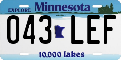 MN license plate 043LEF
