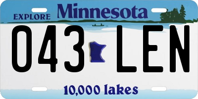 MN license plate 043LEN
