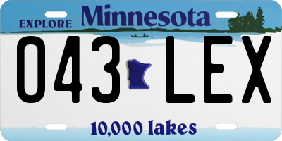 MN license plate 043LEX