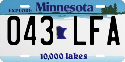 MN license plate 043LFA