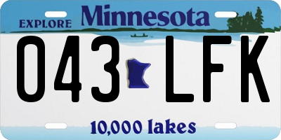 MN license plate 043LFK