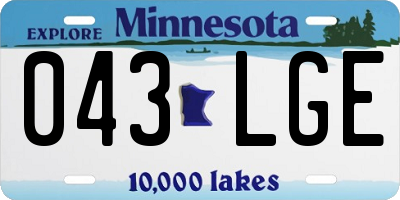 MN license plate 043LGE