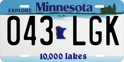 MN license plate 043LGK