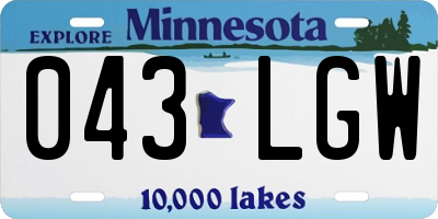 MN license plate 043LGW