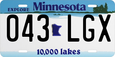 MN license plate 043LGX