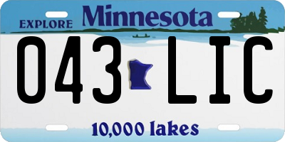 MN license plate 043LIC