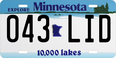 MN license plate 043LID