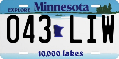 MN license plate 043LIW