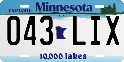 MN license plate 043LIX