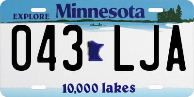 MN license plate 043LJA