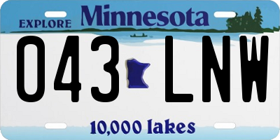 MN license plate 043LNW