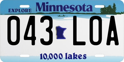 MN license plate 043LOA