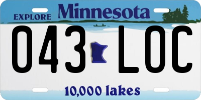MN license plate 043LOC