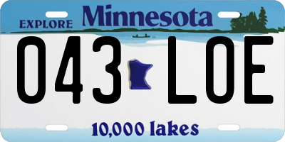 MN license plate 043LOE
