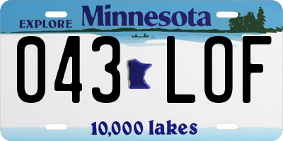 MN license plate 043LOF