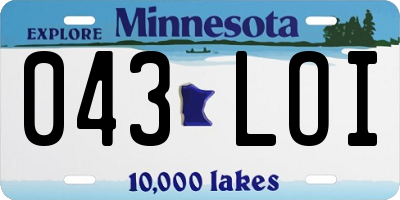 MN license plate 043LOI