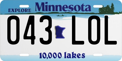 MN license plate 043LOL